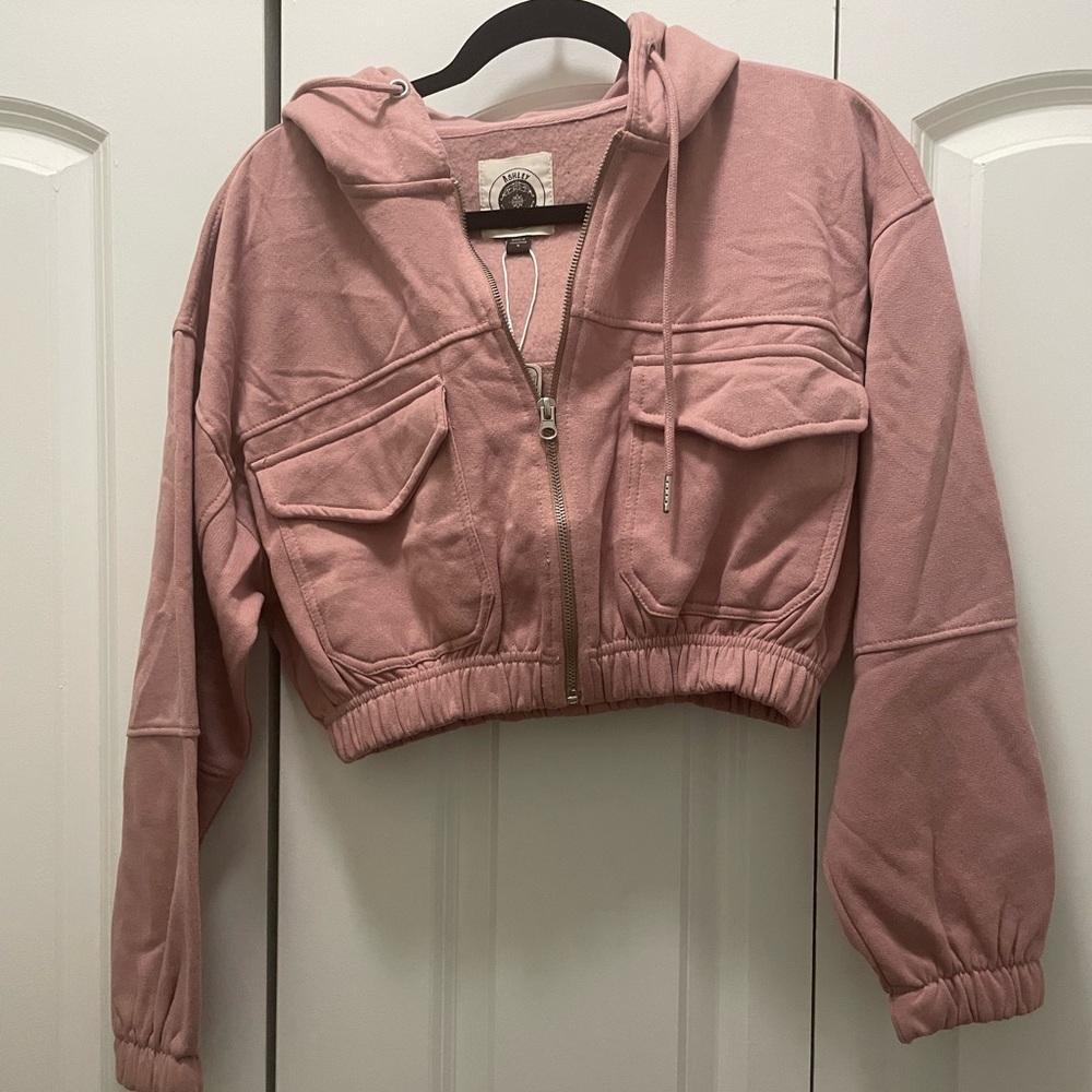 Pink Cropped Hoodie